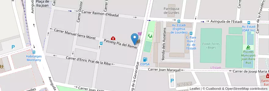 Mapa de ubicacion de aparcament Esclat Vic2 en Spanje, Catalonië, Barcelona, Osona, Vic.