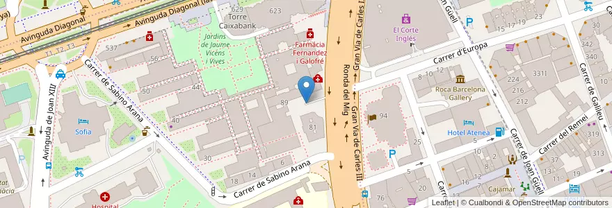 Mapa de ubicacion de Aparcament Gran Via Carles III en إسبانيا, كتالونيا, برشلونة, بارسلونس, Barcelona.