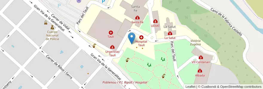 Mapa de ubicacion de Aparcament Parc Taulí en 西班牙, Catalunya, Barcelona, Vallès Occidental, Sabadell.