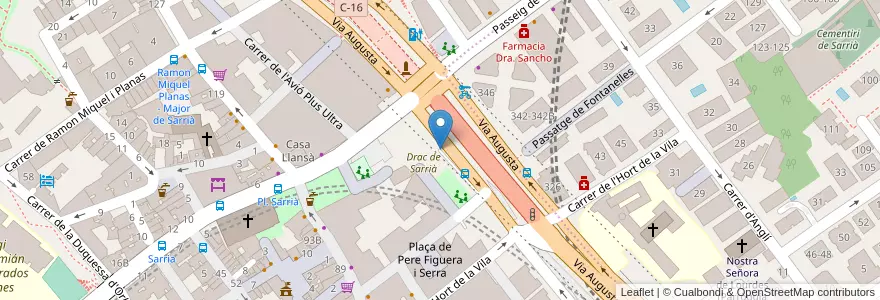 Mapa de ubicacion de aparcament Porta de Sarrià en 스페인, Catalunya, Barcelona, Barcelonès, 바르셀로나.