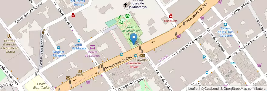 Mapa de ubicacion de Aparcament trav. de Dalt-Park Güell en Spanje, Catalonië, Barcelona, Barcelonès, Barcelona.