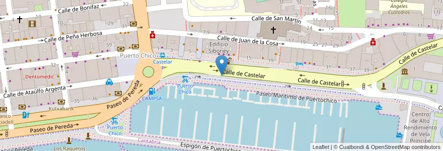 Mapa de ubicacion de Aparcamiento de Castelar en スペイン, カンタブリア州, カンタブリア州, Santander, Santander.