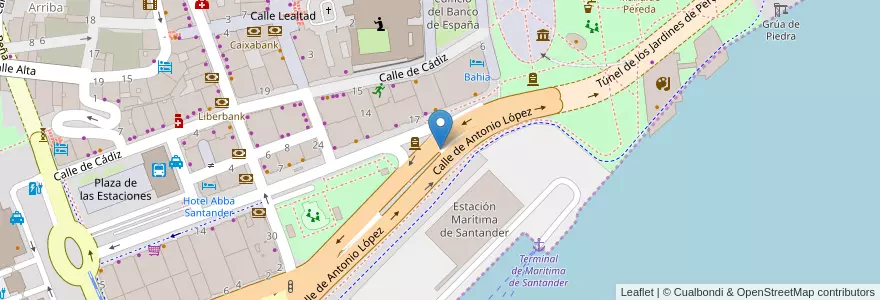 Mapa de ubicacion de Aparcamiento de la Plaza de Las Cachavas en Испания, Кантабрия, Кантабрия, Santander, Santander.