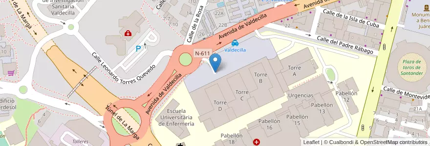 Mapa de ubicacion de Aparcamiento Hospital Marqués de Valdecilla en Spanien, Kantabrien, Cantabria, Santander, Santander.