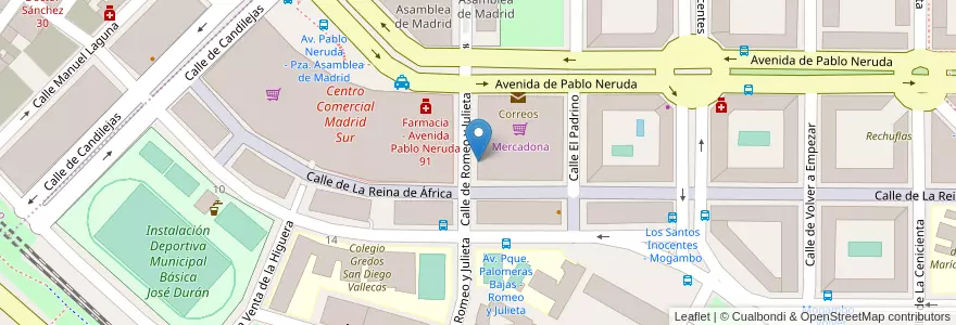 Mapa de ubicacion de Aparcamiento Mercadona en اسپانیا, بخش خودمختار مادرید, بخش خودمختار مادرید, Área Metropolitana De Madrid Y Corredor Del Henares, مادرید.