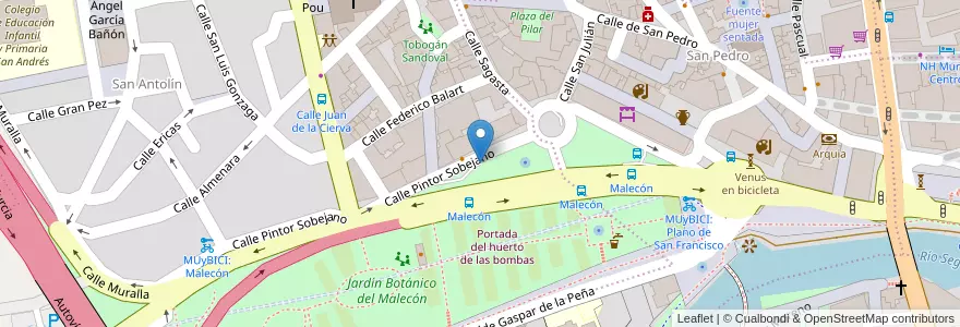 Mapa de ubicacion de Aparcamiento Plano de San Francisco en スペイン, ムルシア州, ムルシア州, Área Metropolitana De Murcia, Murcia.
