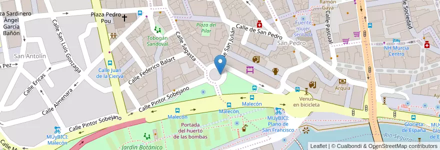 Mapa de ubicacion de Aparcamiento Plano de San Francisco en Spanje, Murcia, Murcia, Área Metropolitana De Murcia, Murcia.