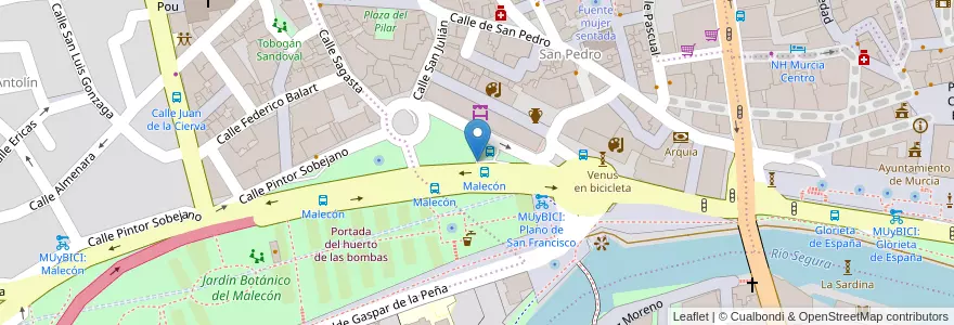 Mapa de ubicacion de Aparcamiento Plano de San Francisco en إسبانيا, منطقة مرسية, منطقة مرسية, Área Metropolitana De Murcia, Murcia.