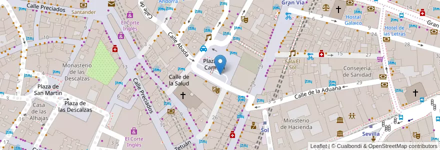 Mapa de ubicacion de Aparcamiento Plaza del Carmen en إسبانيا, منطقة مدريد, منطقة مدريد, Área Metropolitana De Madrid Y Corredor Del Henares, مدريد.