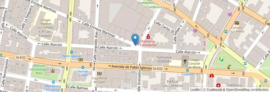 Mapa de ubicacion de Aparcamiento reservado para motos en اسپانیا, آستوریاس, آستوریاس, Gijón/Xixón.