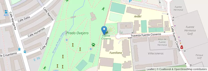 Mapa de ubicacion de Aparcamiento Residentes Fuente Cisneros en スペイン, マドリード州, Comunidad De Madrid, Área Metropolitana De Madrid Y Corredor Del Henares, Móstoles.