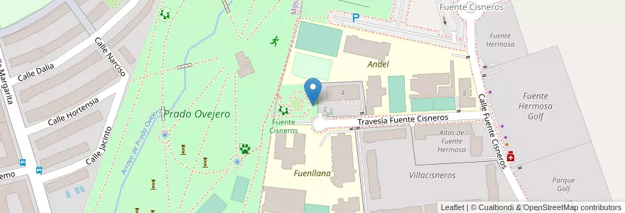 Mapa de ubicacion de Aparcamiento Residentes Fuente Cisneros en Espanha, Comunidade De Madrid, Comunidade De Madrid, Área Metropolitana De Madrid Y Corredor Del Henares, Móstoles.