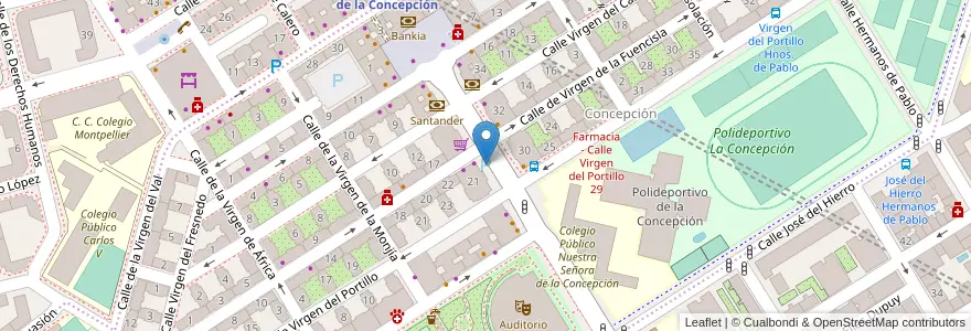 Mapa de ubicacion de Aparcamiento Residentes Virgen del Romero en España, Comunidad De Madrid, Comunidad De Madrid, Área Metropolitana De Madrid Y Corredor Del Henares, Madrid.