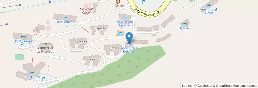 Mapa de ubicacion de Apart Hotel Delphos en アルゼンチン, チリ, メンドーサ州, Departamento Malargüe, Distrito Ciudad De Malargüe.