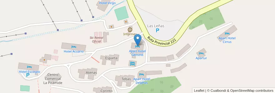 Mapa de ubicacion de Apart Hotel Géminis en Argentina, Chile, Mendoza, Departamento Malargüe, Distrito Ciudad De Malargüe.