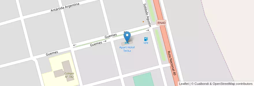 Mapa de ubicacion de Apart Hotel Tecka en アルゼンチン, チリ, チュブ州, Departamento Languiñeo, Tecka.