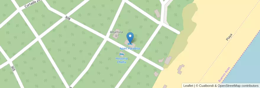Mapa de ubicacion de Apart Paradiso en الأرجنتين, بوينس آيرس, Partido De Villa Gesell.