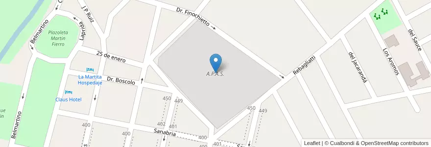 Mapa de ubicacion de A.P.A.S. en 阿根廷, 布宜诺斯艾利斯省, Partido De Salto.