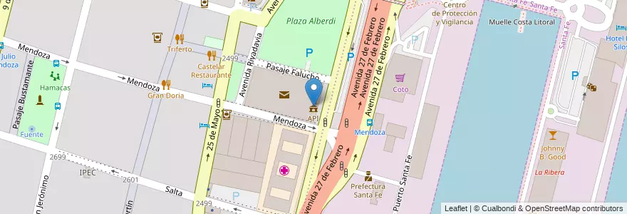 Mapa de ubicacion de API en アルゼンチン, サンタフェ州, Departamento La Capital, Santa Fe Capital, Santa Fe.
