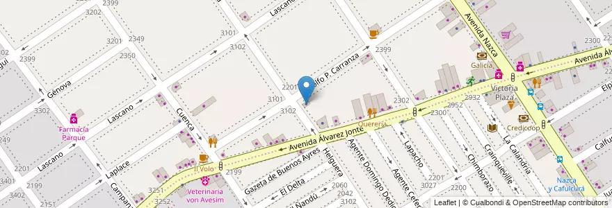 Mapa de ubicacion de A.P.O.E.T.A., Villa del Parque en Argentinië, Ciudad Autónoma De Buenos Aires, Buenos Aires, Comuna 11.