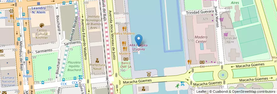 Mapa de ubicacion de ARA Fragata Uruguay, Puerto Madero en Argentinië, Ciudad Autónoma De Buenos Aires, Comuna 1, Buenos Aires.