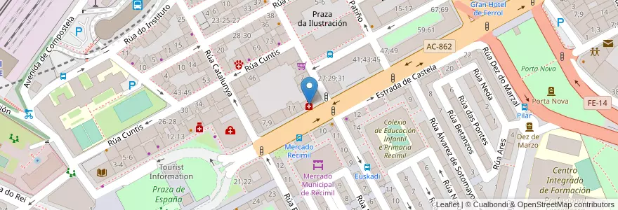 Mapa de ubicacion de Arbizu Olveira, F.J. en スペイン, ガリシア州, A Coruña, Ferrol, Ferrol.