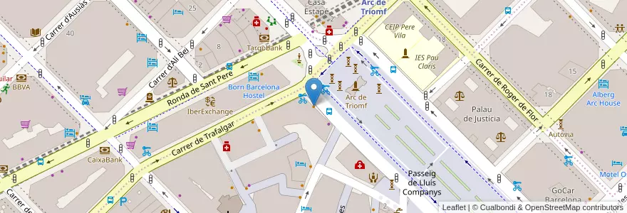 Mapa de ubicacion de Arc De Triomf WOK Restaurant en اسپانیا, Catalunya, Barcelona, Barcelonès, Barcelona.