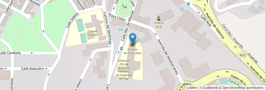Mapa de ubicacion de Archivo de la Ciudad en Spanien, Autonome Gemeinschaft Madrid, Autonome Gemeinschaft Madrid, Cuenca Del Henares, Arganda Del Rey.