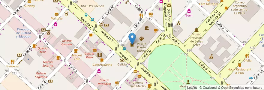 Mapa de ubicacion de Archivo Histórico de la Provincia de Buenos Aires “Dr. Ricardo Levene”, Casco Urbano en Argentina, Provincia Di Buenos Aires, Partido De La Plata, La Plata.