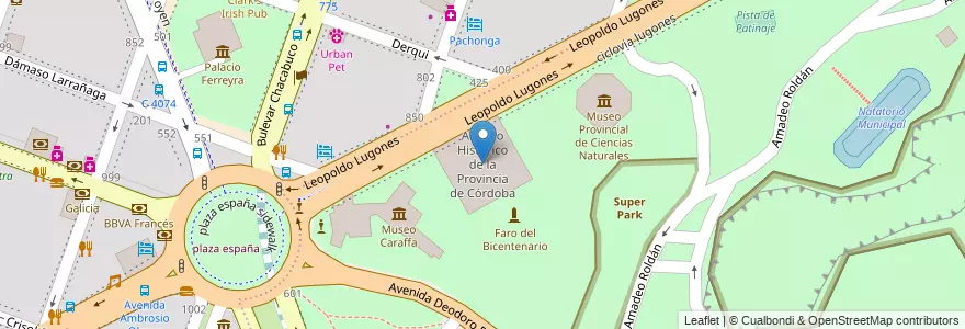 Mapa de ubicacion de Archivo Histórico de la Provincia de Córdoba en Argentina, Córdoba, Departamento Capital, Pedanía Capital, Cordoba, Municipio De Córdoba.
