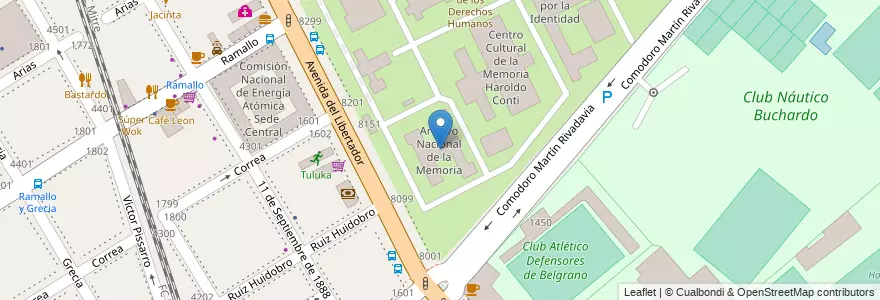 Mapa de ubicacion de Archivo Nacional de la Memoria, Nuñez en 阿根廷, Ciudad Autónoma De Buenos Aires, 布宜诺斯艾利斯, Comuna 13.