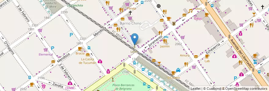 Mapa de ubicacion de Arco Chino, Belgrano en アルゼンチン, Ciudad Autónoma De Buenos Aires, ブエノスアイレス, Comuna 13.