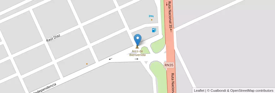 Mapa de ubicacion de Arco de Bienvenida en 아르헨티나, La Pampa, Departamento Conhelo, Municipio De Eduardo Castex, Eduardo Castex.