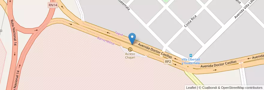 Mapa de ubicacion de Arco de entrada de Chajari en 阿根廷, 恩特雷里奥斯省, Departamento Federación, Distrito Mandisoví, Chajarí.