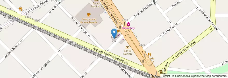 Mapa de ubicacion de Arco Iris en الأرجنتين, بوينس آيرس, Partido De Avellaneda, Sarandí.
