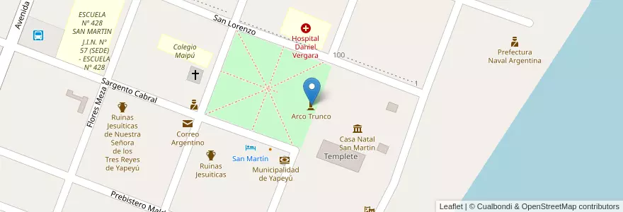 Mapa de ubicacion de Arco Trunco en Argentinië, Corrientes, Departamento San Martín, Municipio De Yapeyú.