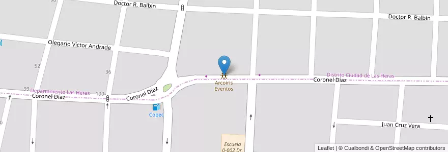 Mapa de ubicacion de Arcoiris Eventos en Arjantin, Şili, Mendoza, Departamento Las Heras.