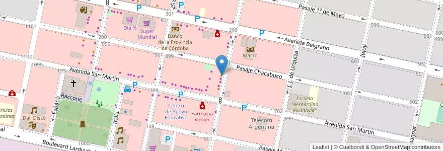 Mapa de ubicacion de Arcor Helados en Arjantin, Córdoba, Departamento Marcos Juárez, Pedanía Espinillos, Municipio De Marcos Juárez.