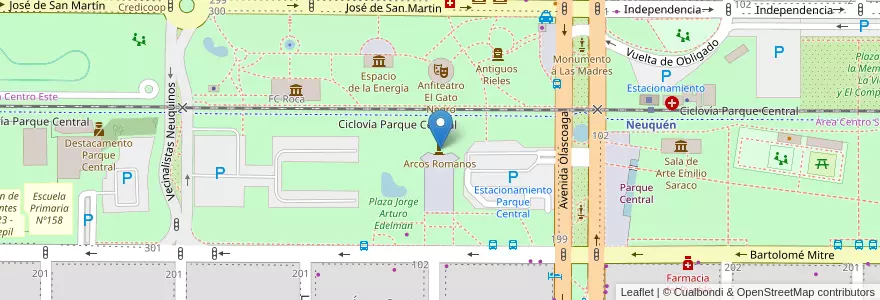 Mapa de ubicacion de Arcos Romanos en آرژانتین, شیلی, استان نئوکن, Departamento Confluencia, Municipio De Neuquén, Neuquén.
