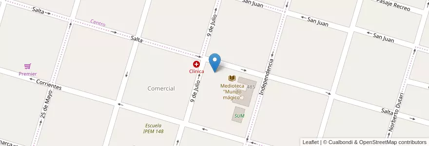 Mapa de ubicacion de área del jardín de infantes en 아르헨티나, Córdoba, Departamento Río Segundo, Pedanía Villa Del Rosario, Municipio De Villa Del Rosario, Villa Del Rosario.