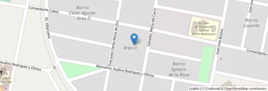 Mapa de ubicacion de Área II en Arjantin, San Juan, Şili, Caucete.