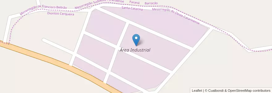 Mapa de ubicacion de Área Industrial en ブラジル, 南部地域, Microrregião De São Miguel D'Oeste, Barracão.