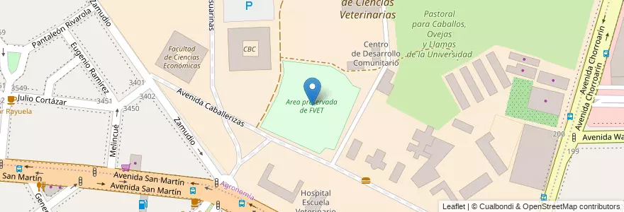 Mapa de ubicacion de Area preservada de FVET, Agronomia en Argentinien, Ciudad Autónoma De Buenos Aires, Buenos Aires, Comuna 15.