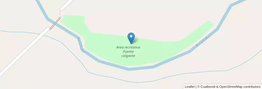 Mapa de ubicacion de Area recreativa Puente colgante en Arjantin, Chubut, Departamento Gaiman, Dolavon.