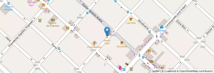 Mapa de ubicacion de Arena Café en Arjantin, Buenos Aires, Partido De La Matanza, San Justo.