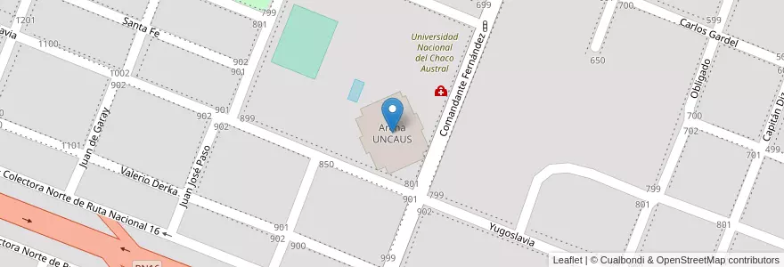 Mapa de ubicacion de Arena UNCAUS en 아르헨티나, Chaco, Departamento Comandante Fernández, Municipio De Presidencia Roque Sáenz Peña, Presidencia Roque Sáenz Peña.