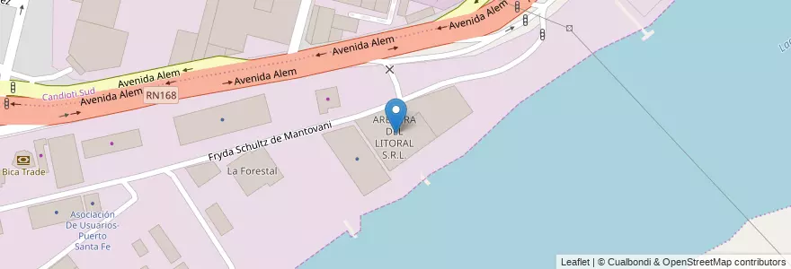Mapa de ubicacion de ARENERA DEL LITORAL S.R.L. en الأرجنتين, سانتا في, إدارة العاصمة, سانتا في العاصمة, سانتا في.