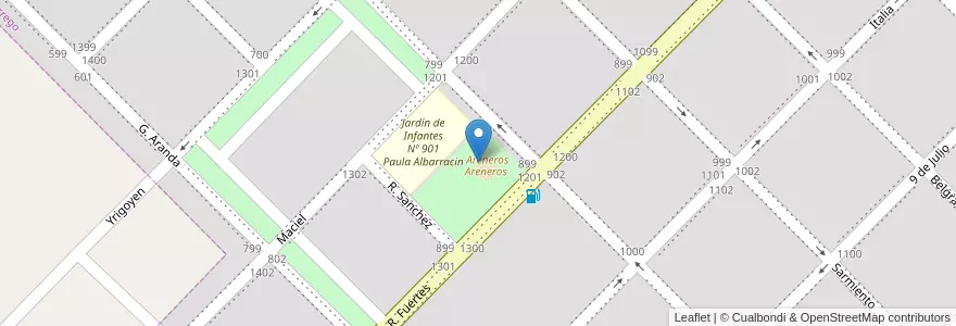 Mapa de ubicacion de Areneros en Arjantin, Buenos Aires, Partido De Coronel Dorrego, Coronel Dorrego.