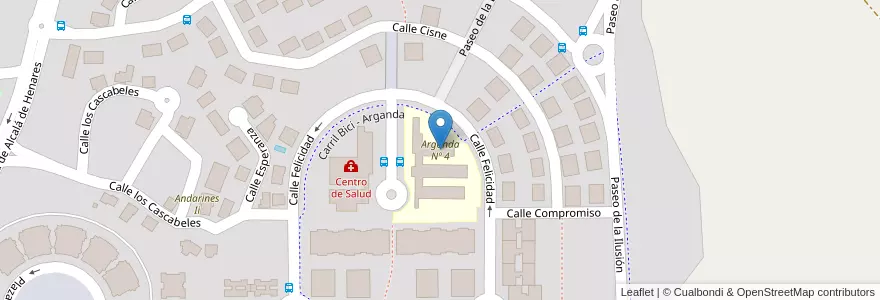 Mapa de ubicacion de Arganda Nº 4 en スペイン, マドリード州, Comunidad De Madrid, Cuenca Del Henares, Arganda Del Rey.