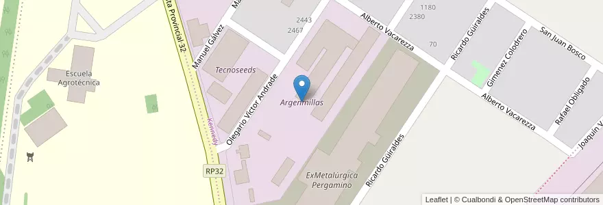 Mapa de ubicacion de Argenmillas en Argentina, Buenos Aires, Partido De Pergamino.